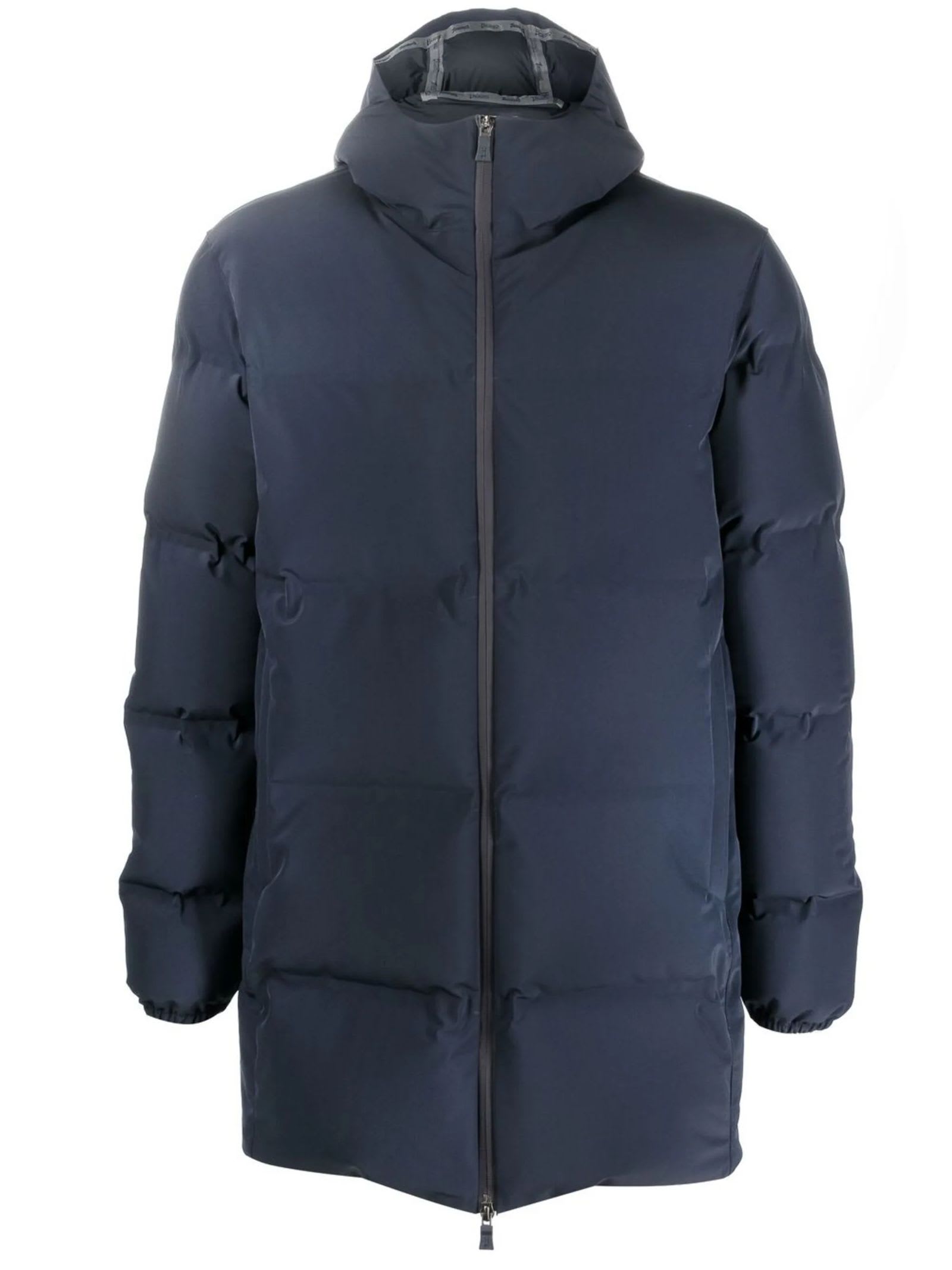 Shop Herno Midnight Blue Feather Down Coat