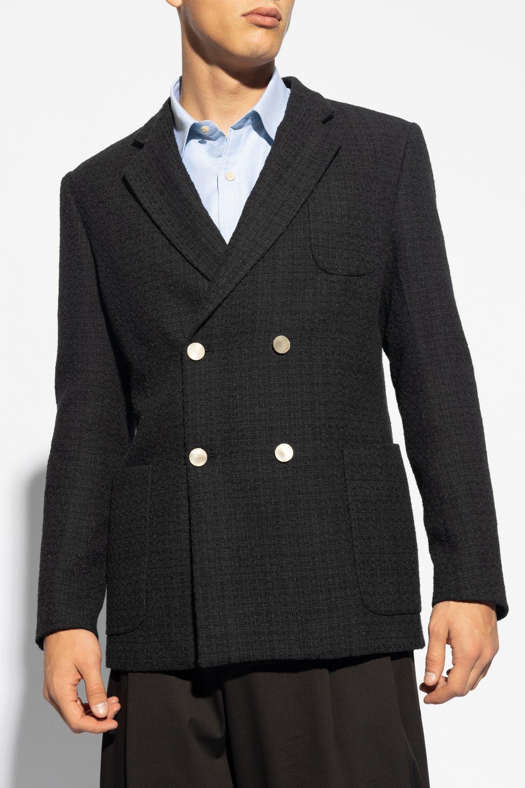 Shop Emporio Armani Tweed Blazer In Nero