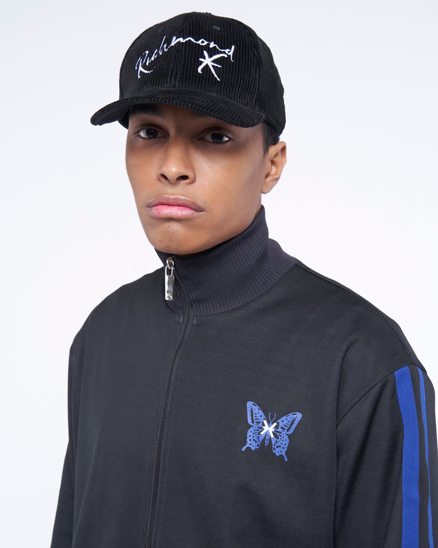 Shop John Richmond Hoodie With Zip And Logo In Nero