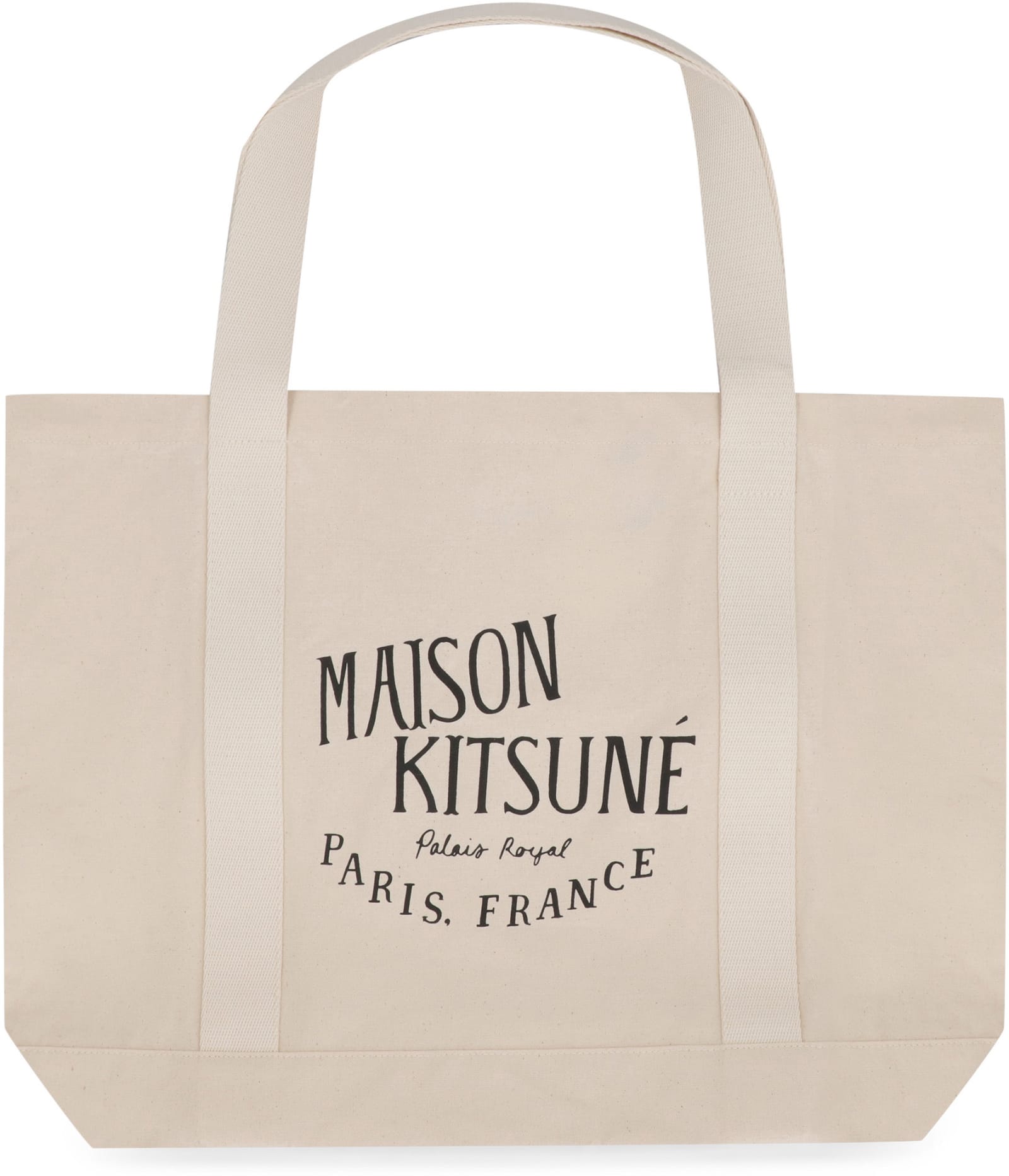 Shop Maison Kitsuné Canvas Tote Bag In Ecru