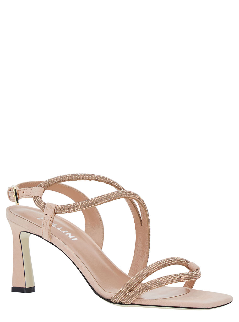 Shop Pollini Bling Bling Pink Sandals With Rhinestone Detail In Suede Woman