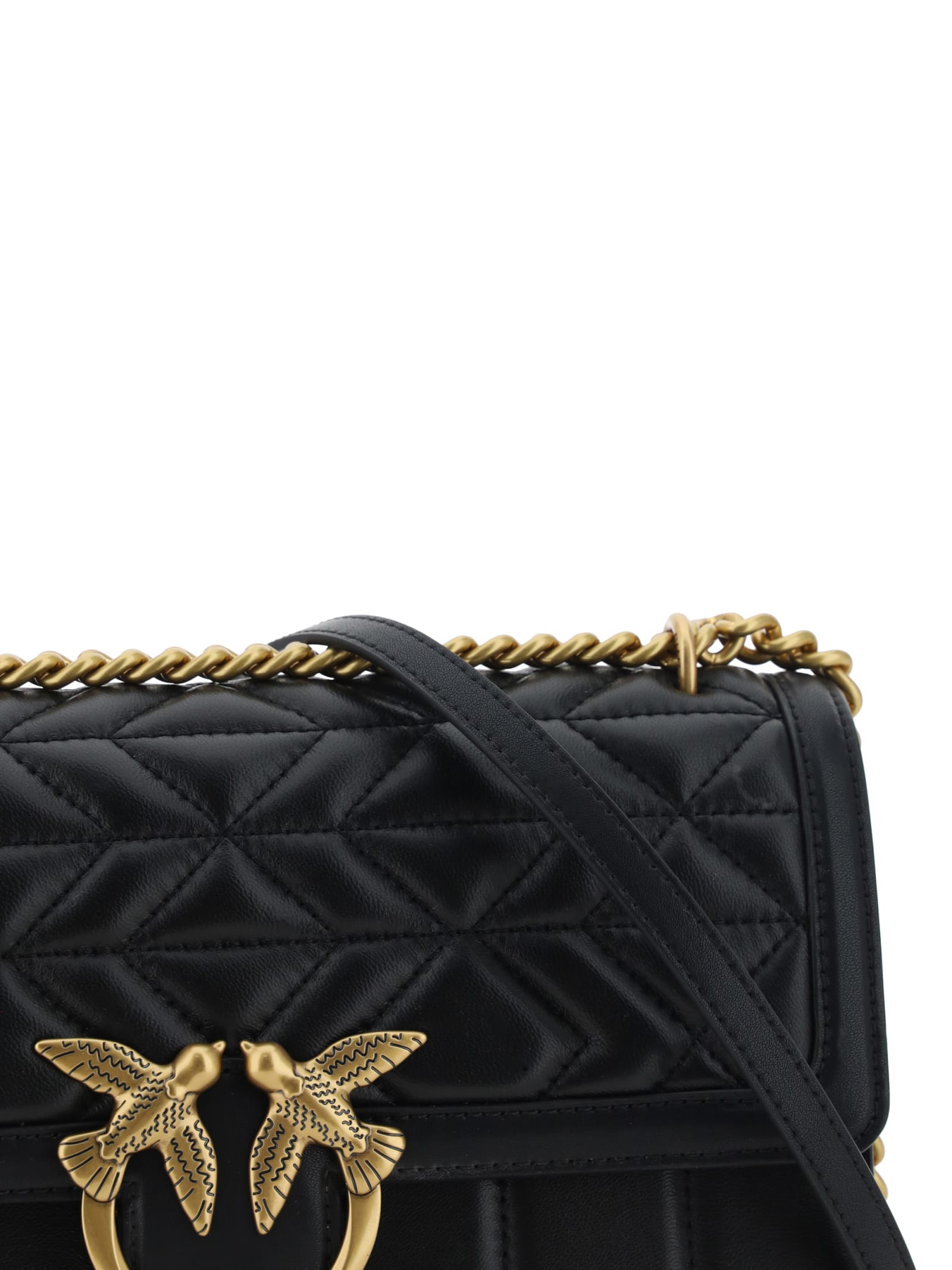 Shop Pinko Love Shoulder Bag In Nero-antique Gold