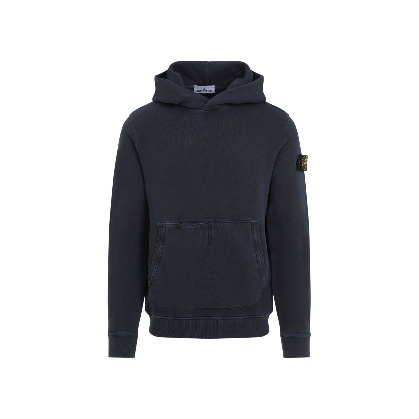 Shop Stone Island Long-sleeved Compass Patch Hoodie In Blue