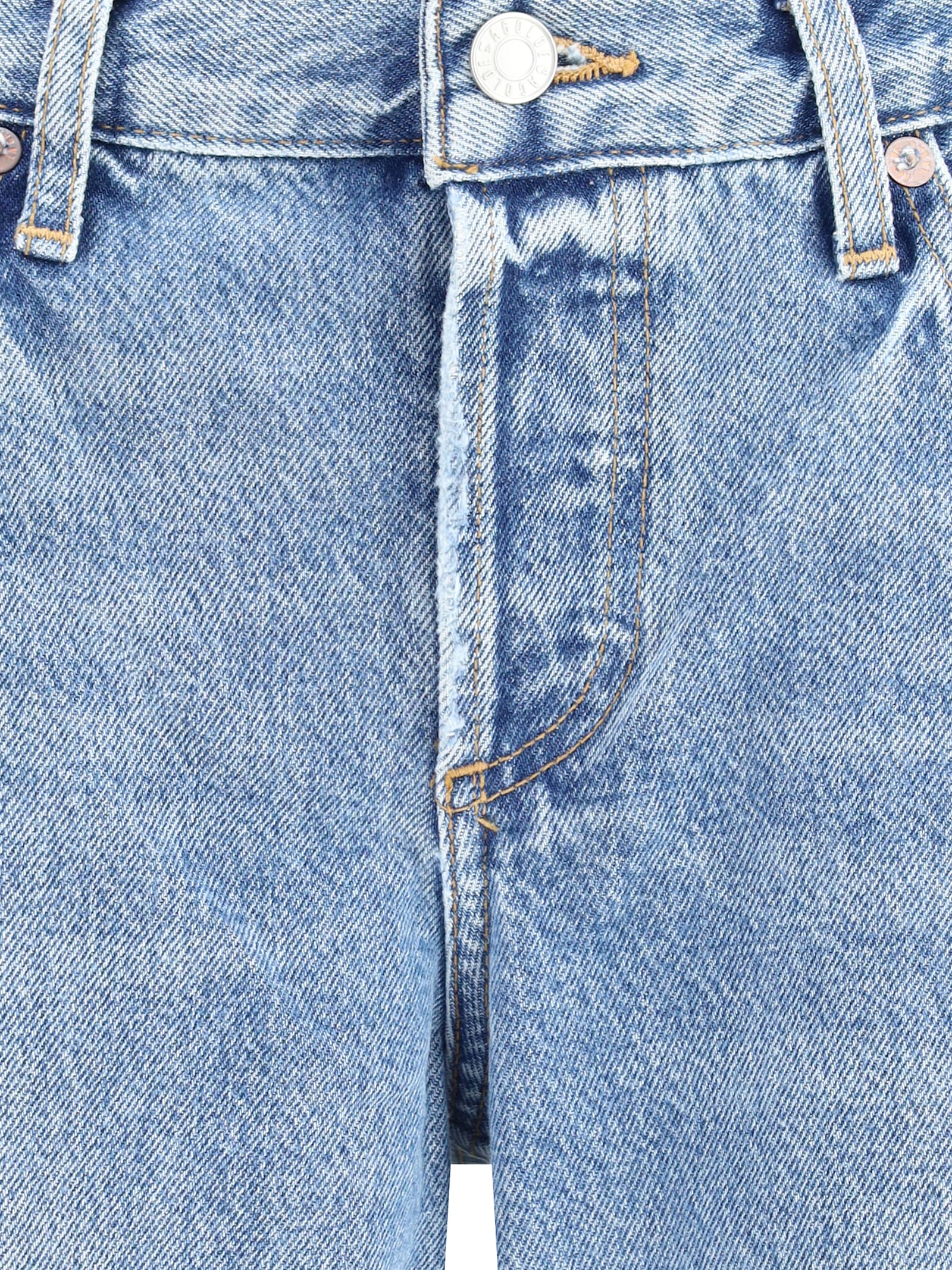 Agolde Blue Cotton Straight-leg Jeans In Blue