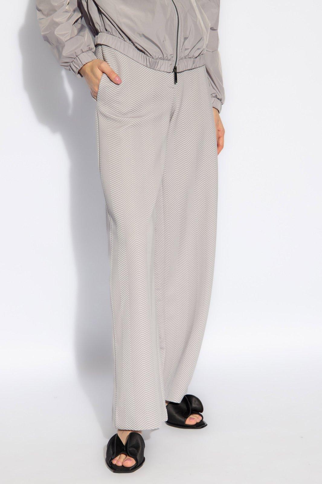 Shop Emporio Armani Herringbone Trousers In Light Grey