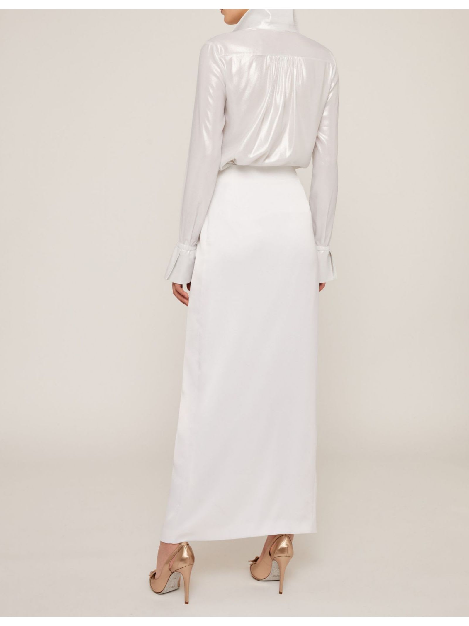 Genny Slit-detail Pencil Skirt In White