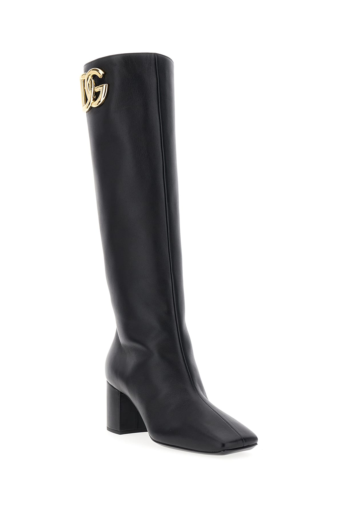 Shop Dolce & Gabbana Black Nappa Leather Jackie Boots In 80999