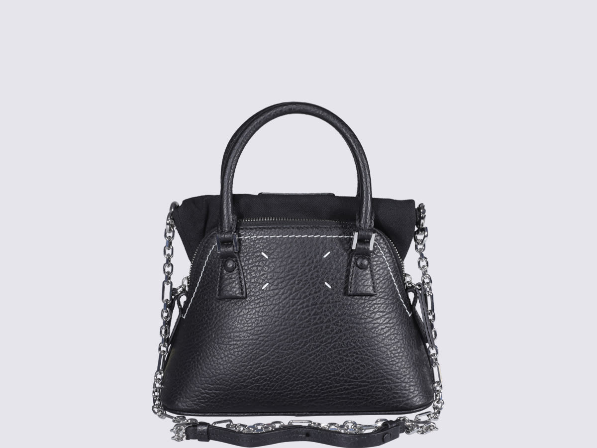 Shop Maison Margiela Black Leather 5ac Micro Tote Bag