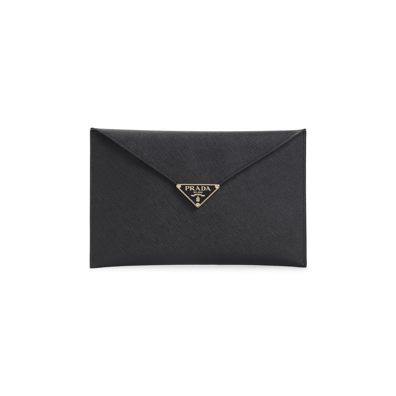 Prada Calf Leather Envelope Clutch In Black