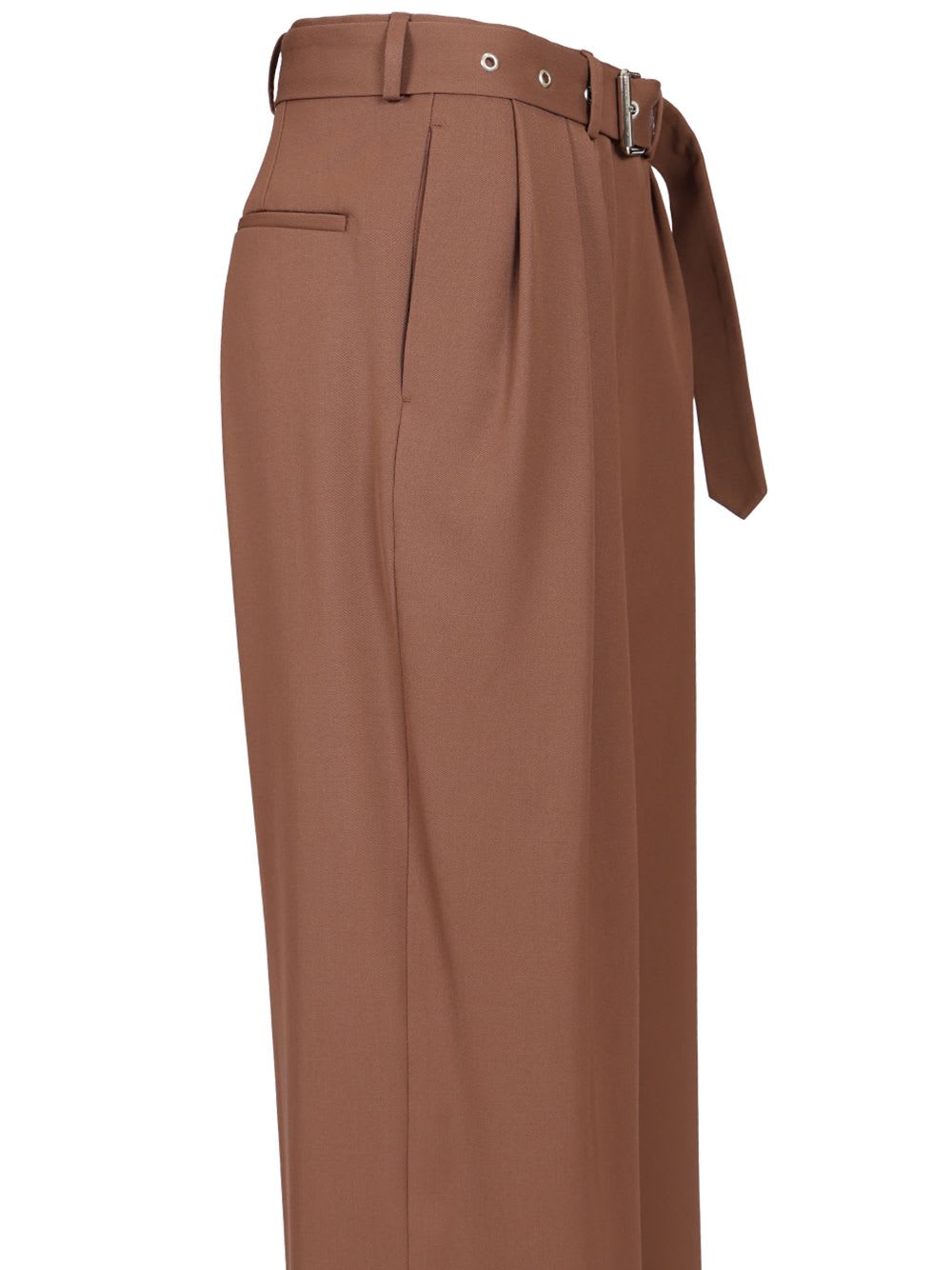 Dries Van Noten Belted Wool Gabardine Wide-leg Pants In Brown