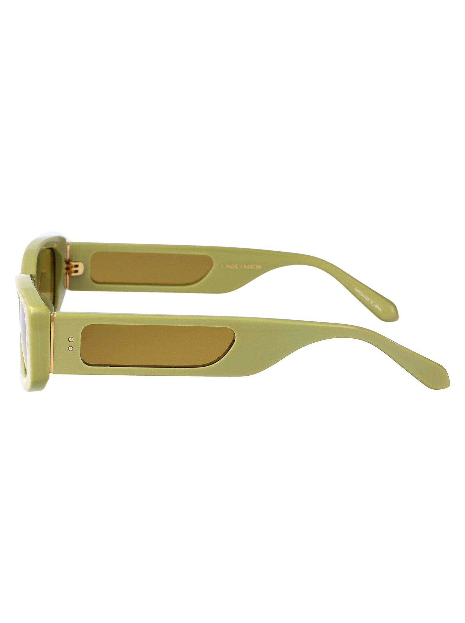 Linda Farrow Rectangle-frame Sunglasses In Sage/lightgold/sage