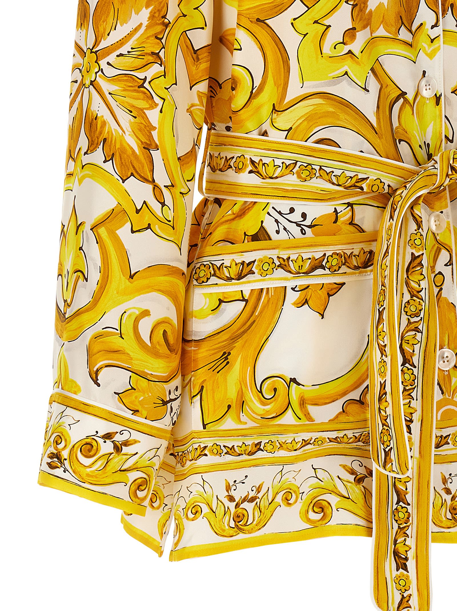 Shop Dolce & Gabbana Maiolica Shirt In Mix Maiolico Giallo