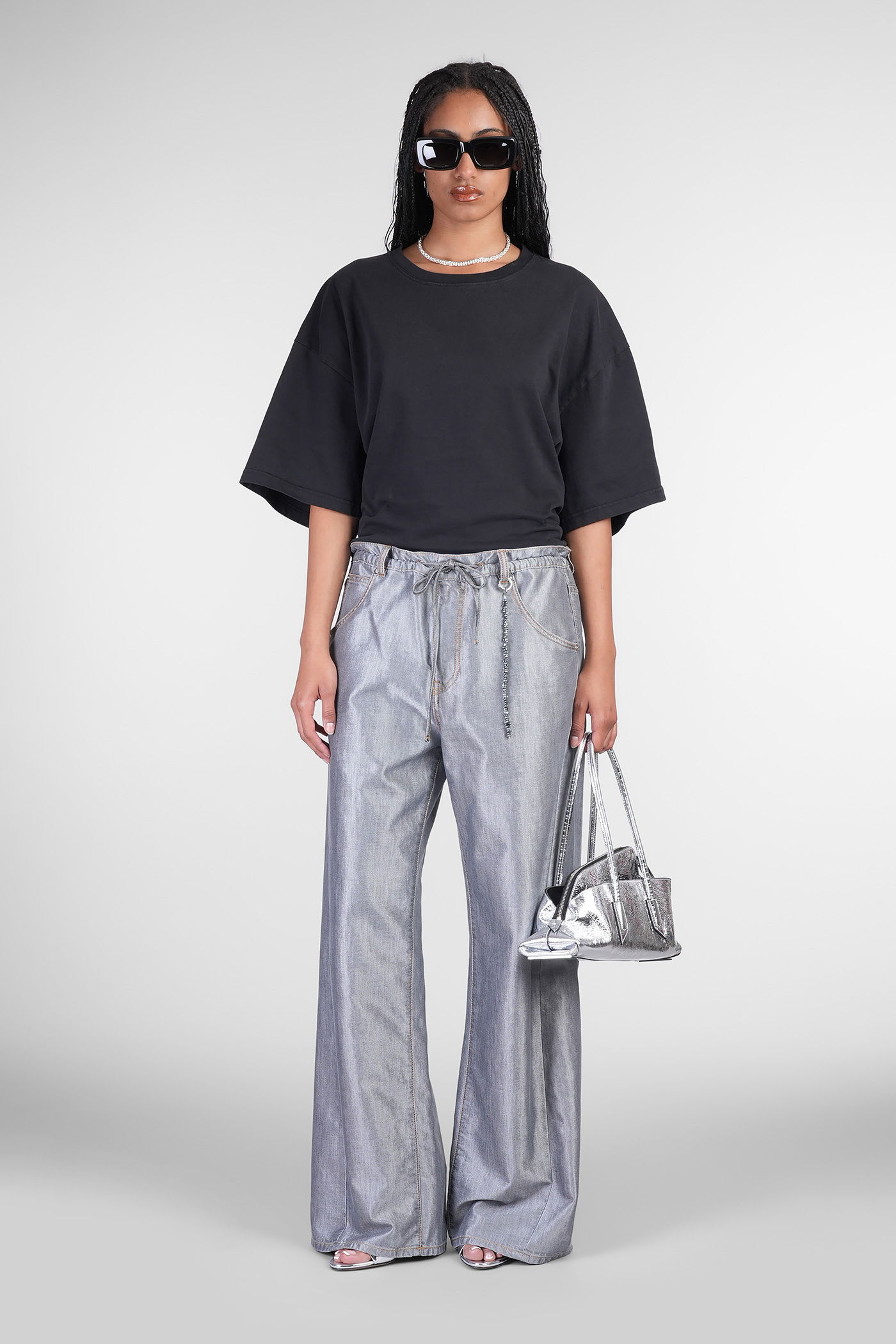 Darkpark Doyle Cropped Draped Short Sleeve Tee In Black