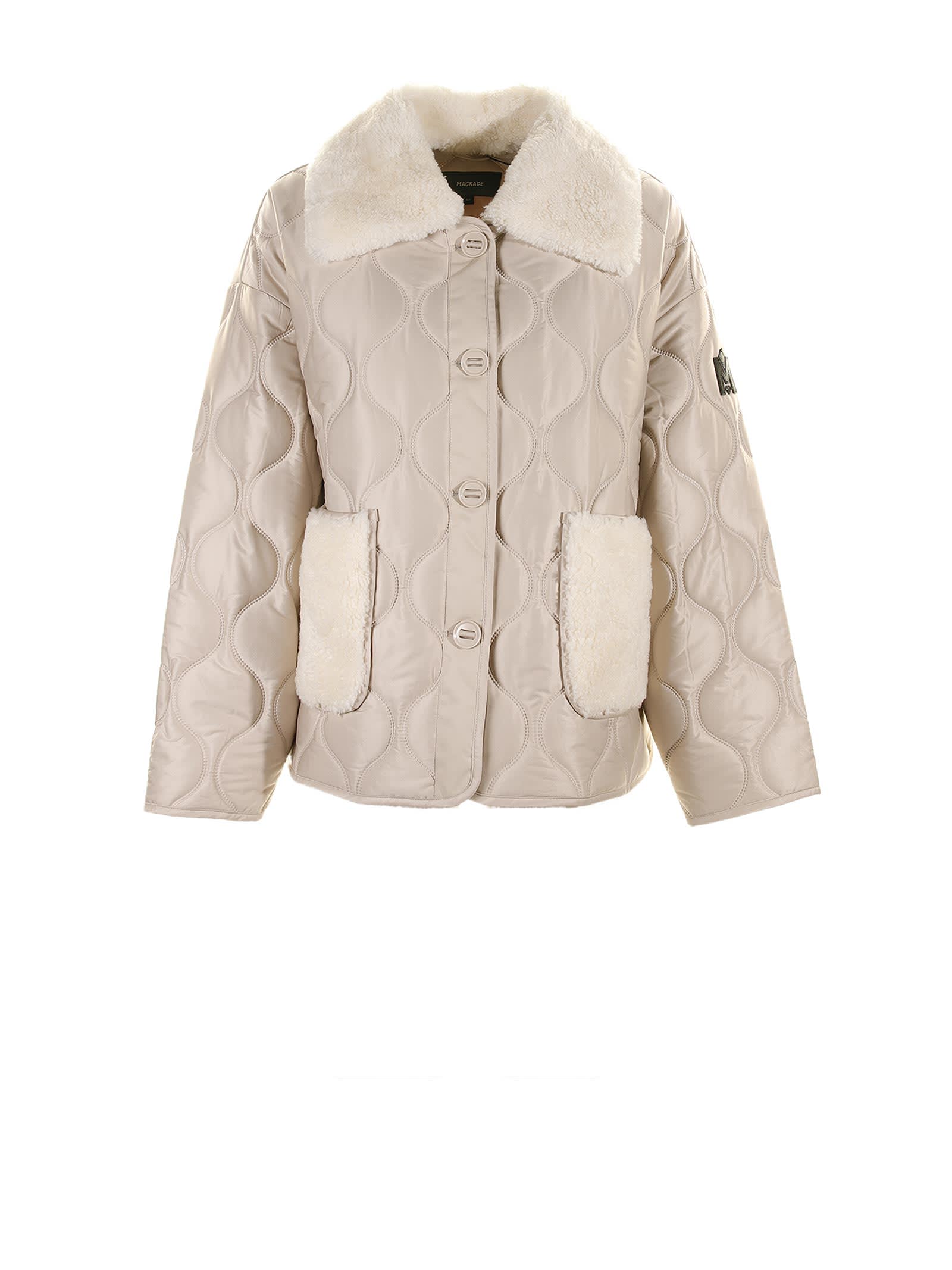 MACKAGE KENZY DOWN JACKET WITH SHEARLING POCKETS