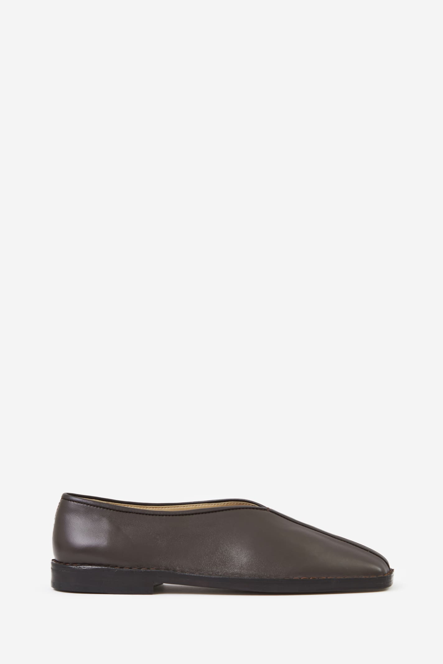 Shop Lemaire Flat Piped Slippers Shoes In Brown