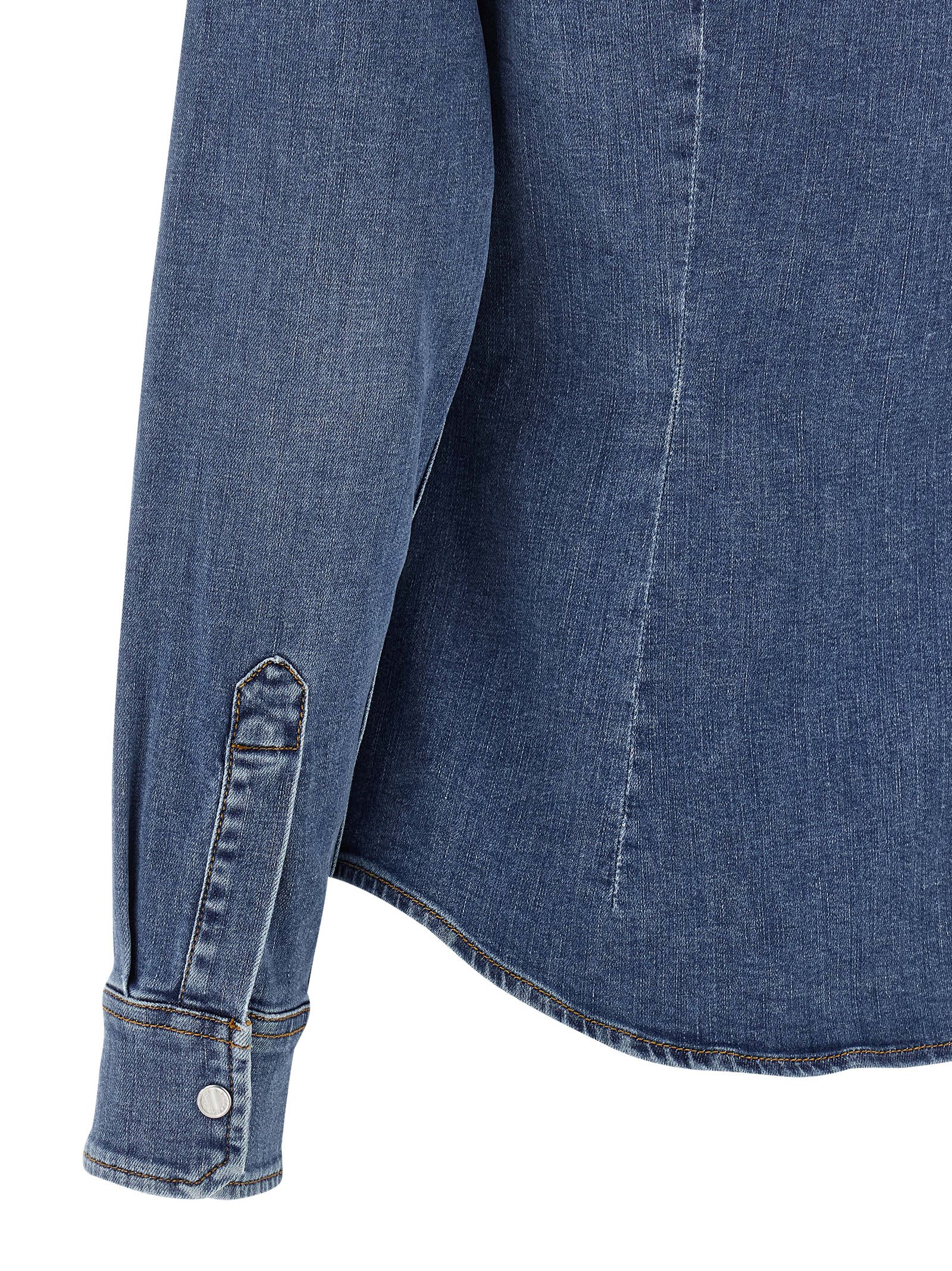 Dolce & Gabbana Denim Cotton Shirt With Chest Pockets In Blue