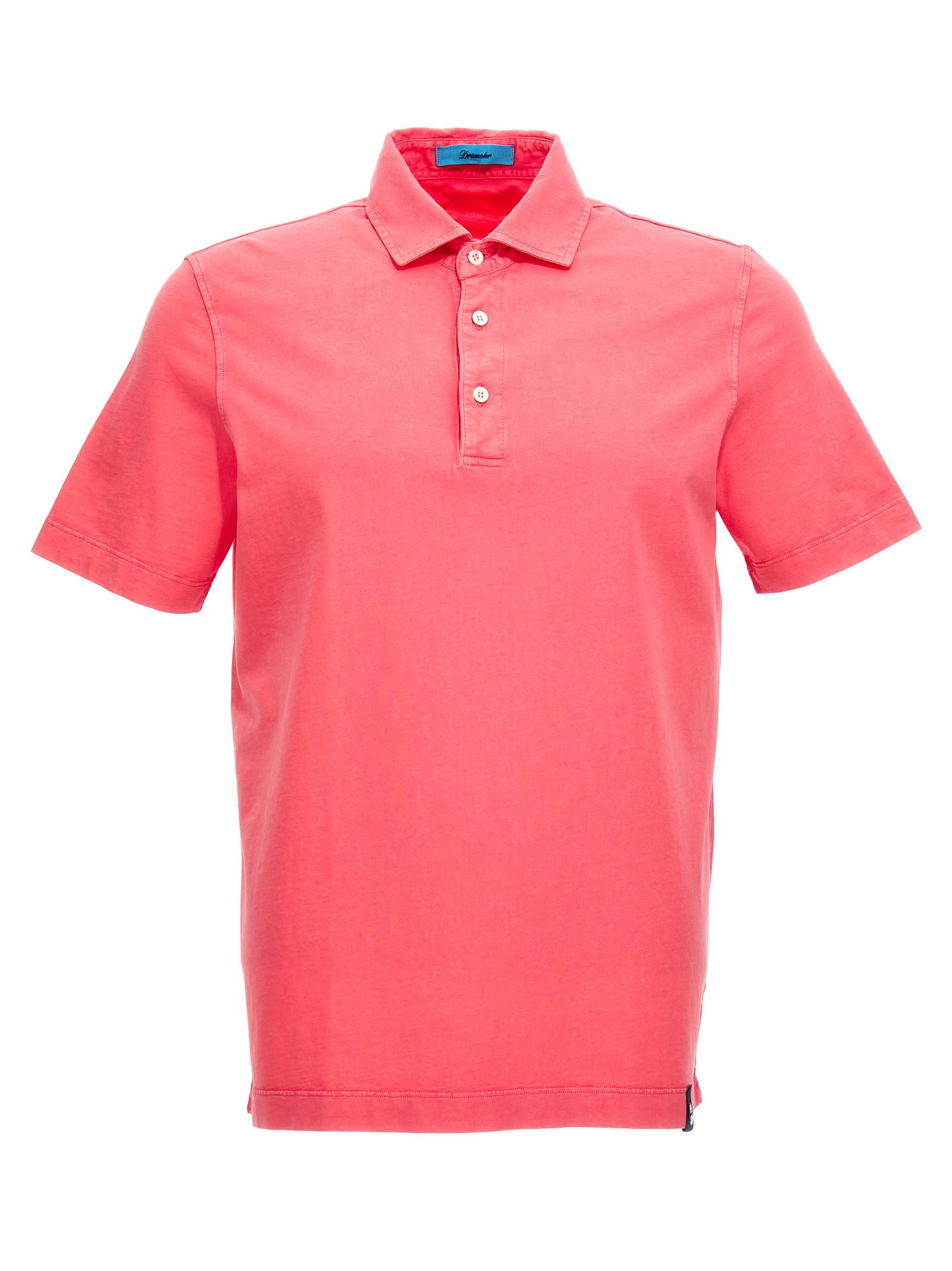 Shop Drumohr Light Cotton Polo Shirt. In Fuchsia