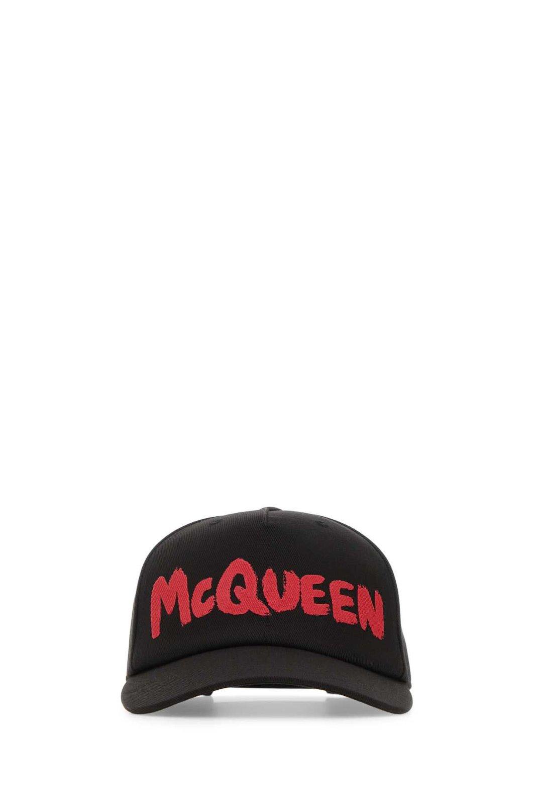 Shop Alexander Mcqueen Graffiti Logo Printed Baseball Cap In Black