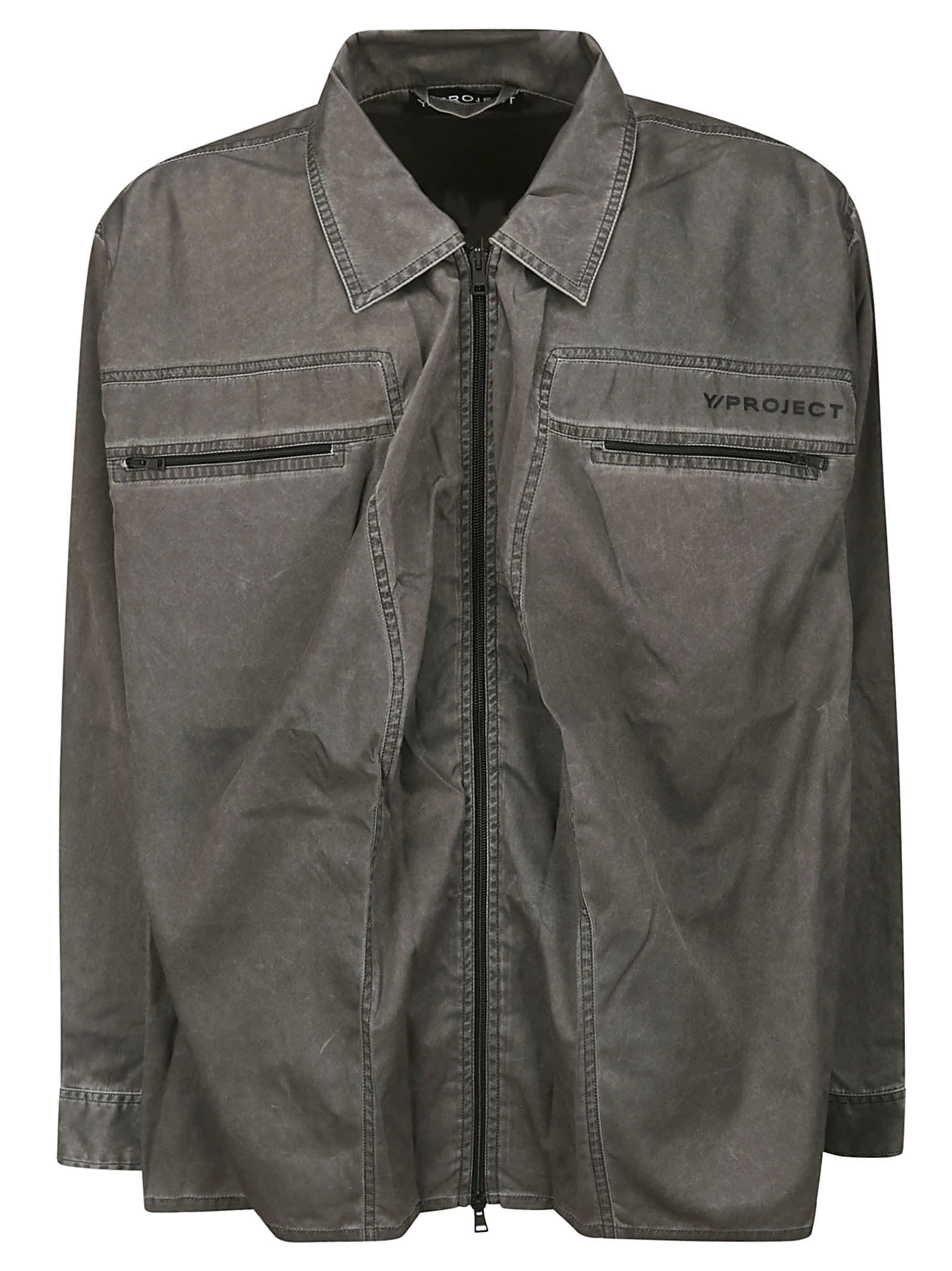 Shop Y/project Pop-up Overshirt In Washed Black