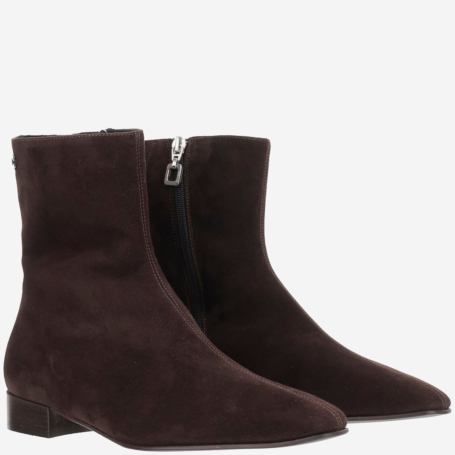 Carel Ankle Suede Block Heel Boots In Black