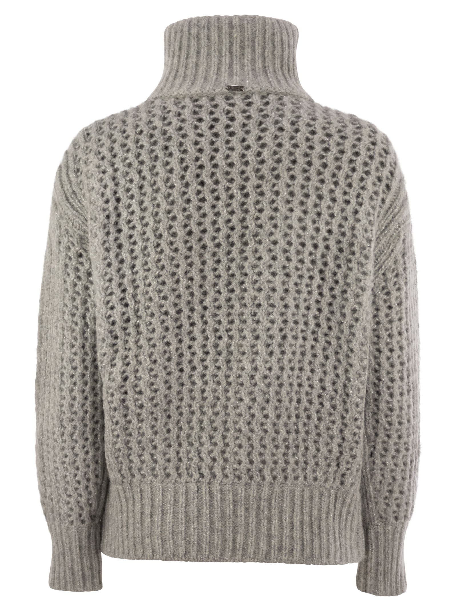 Shop Herno Cardigan In Alpaca And Wool Yarn In Grey