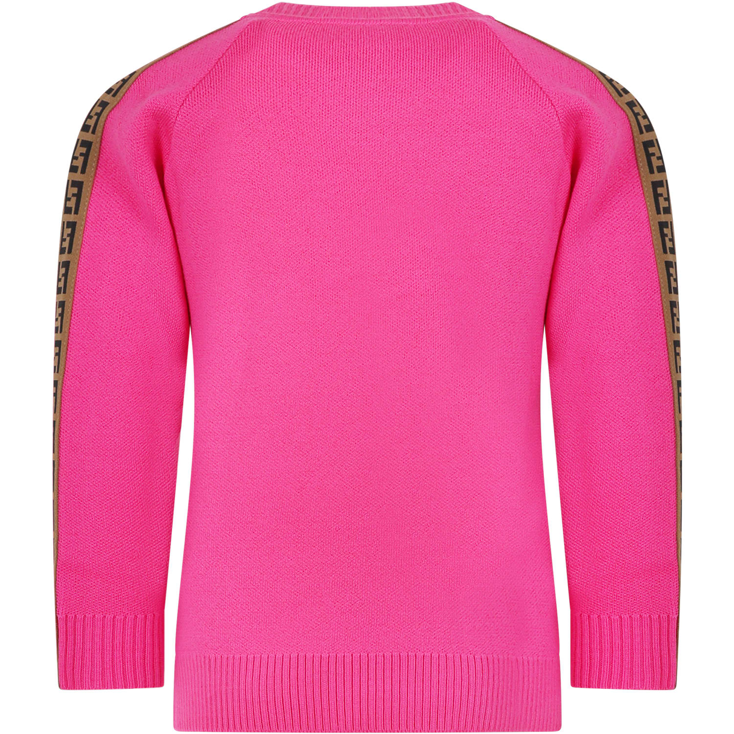 Shop Fendi Fuchsia Sweater For Girl With Double Ff In Fucsia