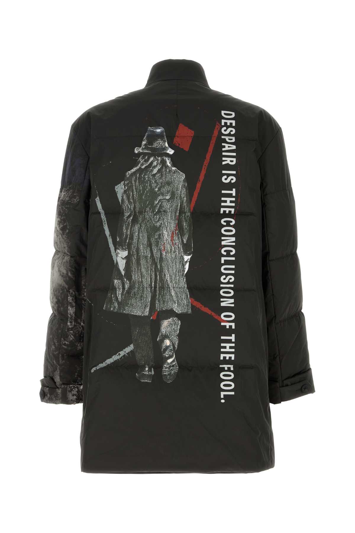 Yohji Yamamoto Dark Brown Polyester Padded Jacket In Black