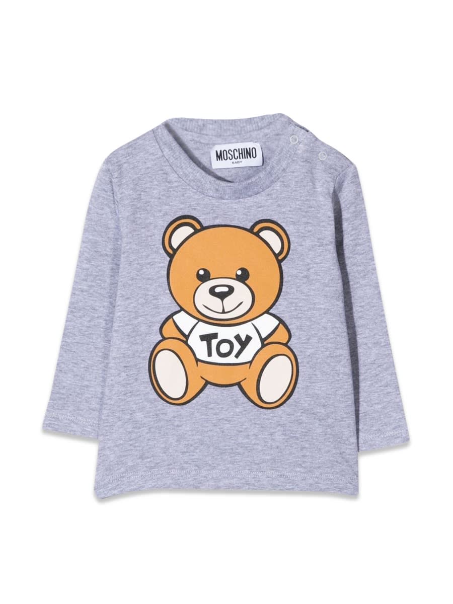 Moschino Babies' T-shirt Teddy Bear In Cotone In Grey