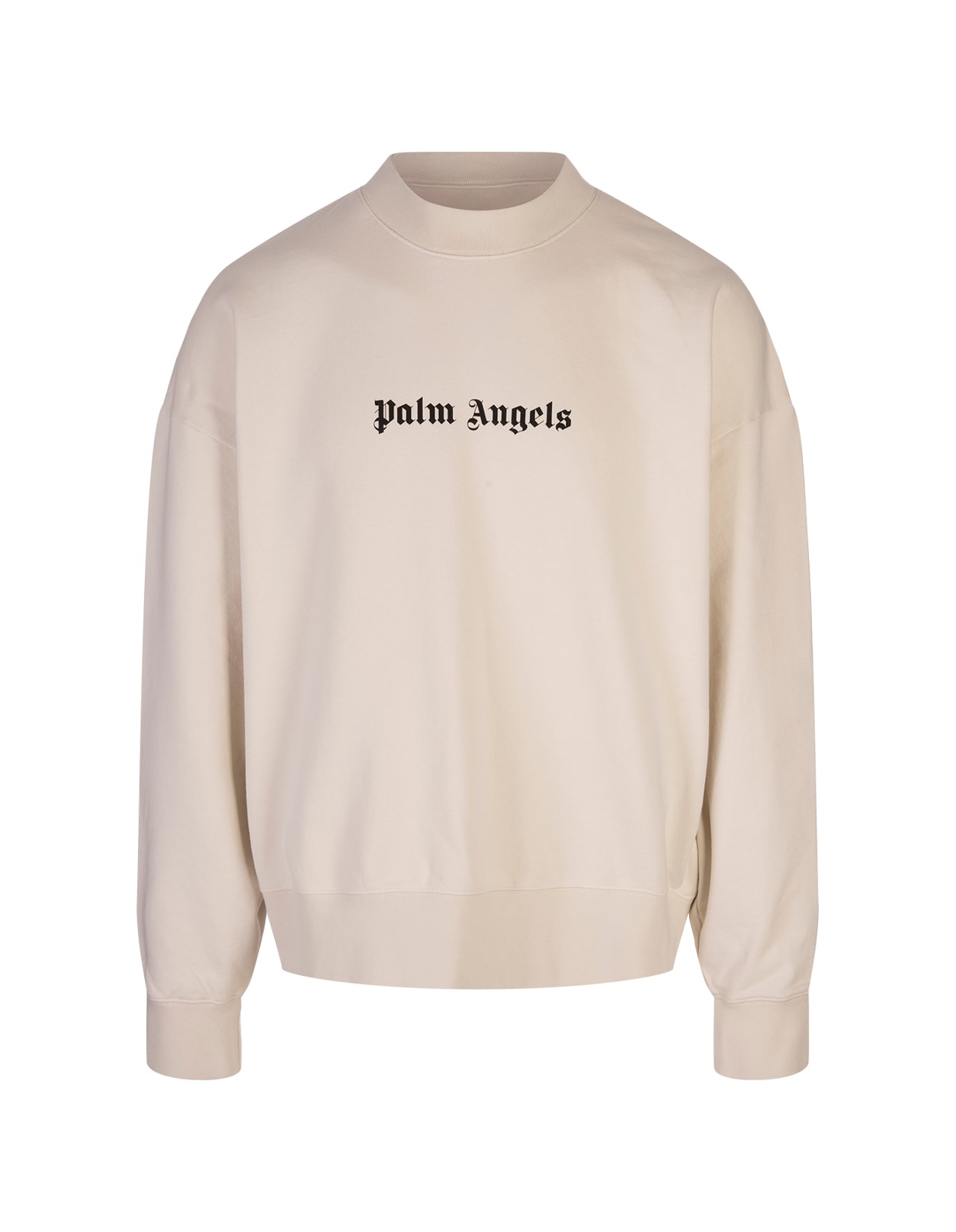 Palm Angels White Crew-neck Sweatshirt With Contrast Logo In Neutral