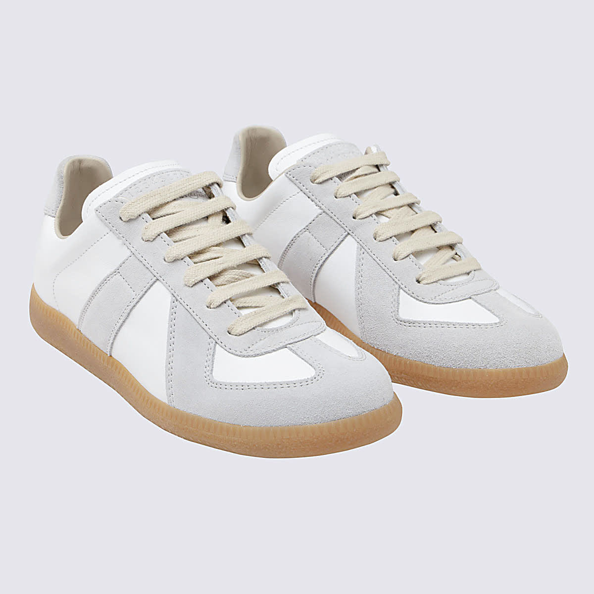 Shop Maison Margiela White Leather Replica Sneakers In Dirty White