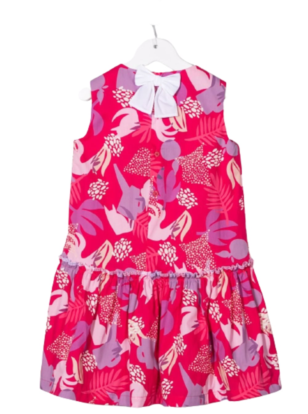 Il Gufo Girl Cotton Red Dress With Allover Print