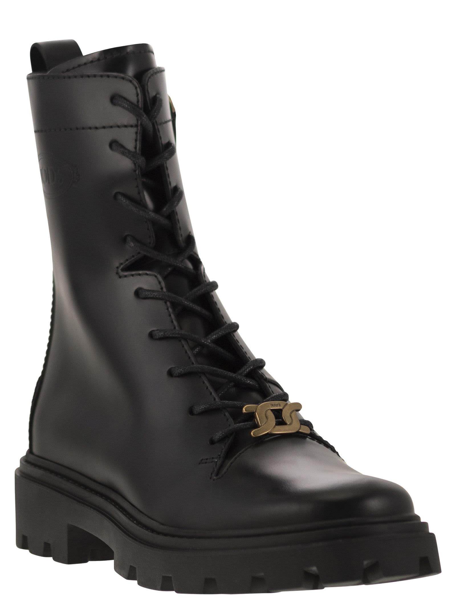 Shop Tod's Leather Boots In Black