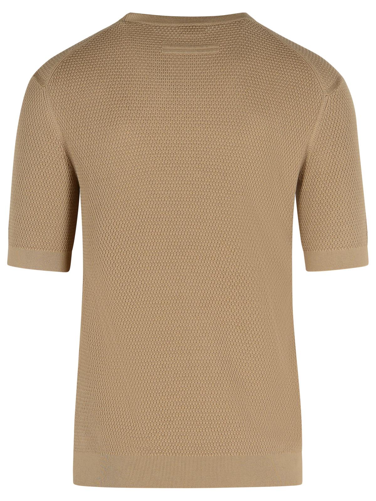 Shop Zegna Beige Cotton T-shirt In Brown