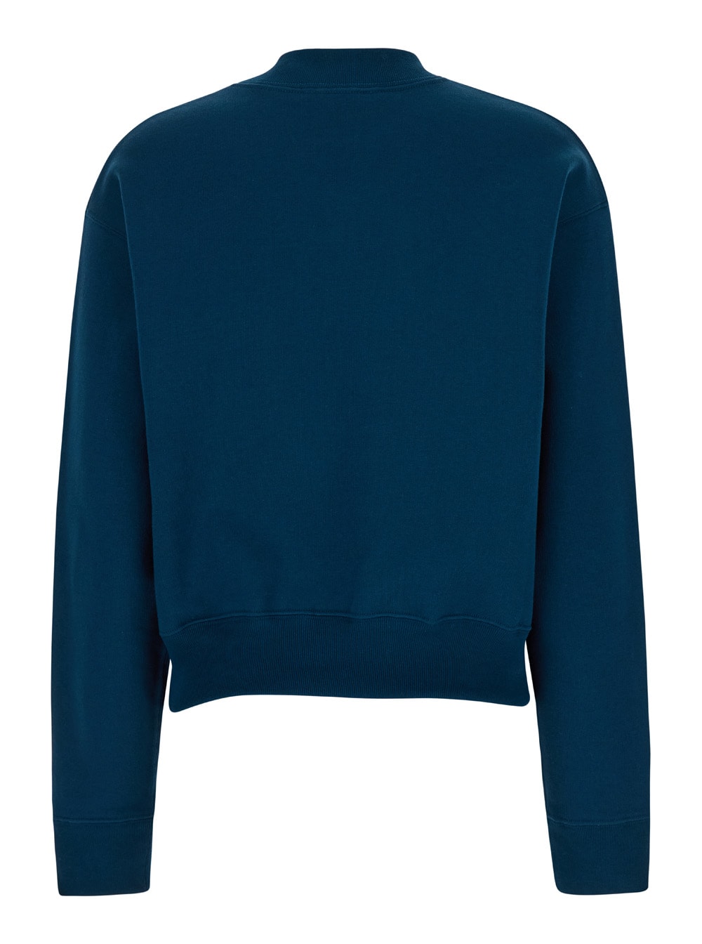 Shop Chloé Blue Crewneck Sweatshirt With Logo Lettering Print In Cotton Woman