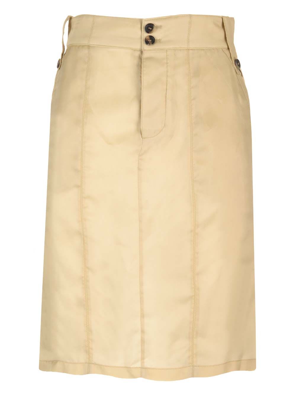 Saint Laurent Button Detailed Pencil Skirt In Chocolat