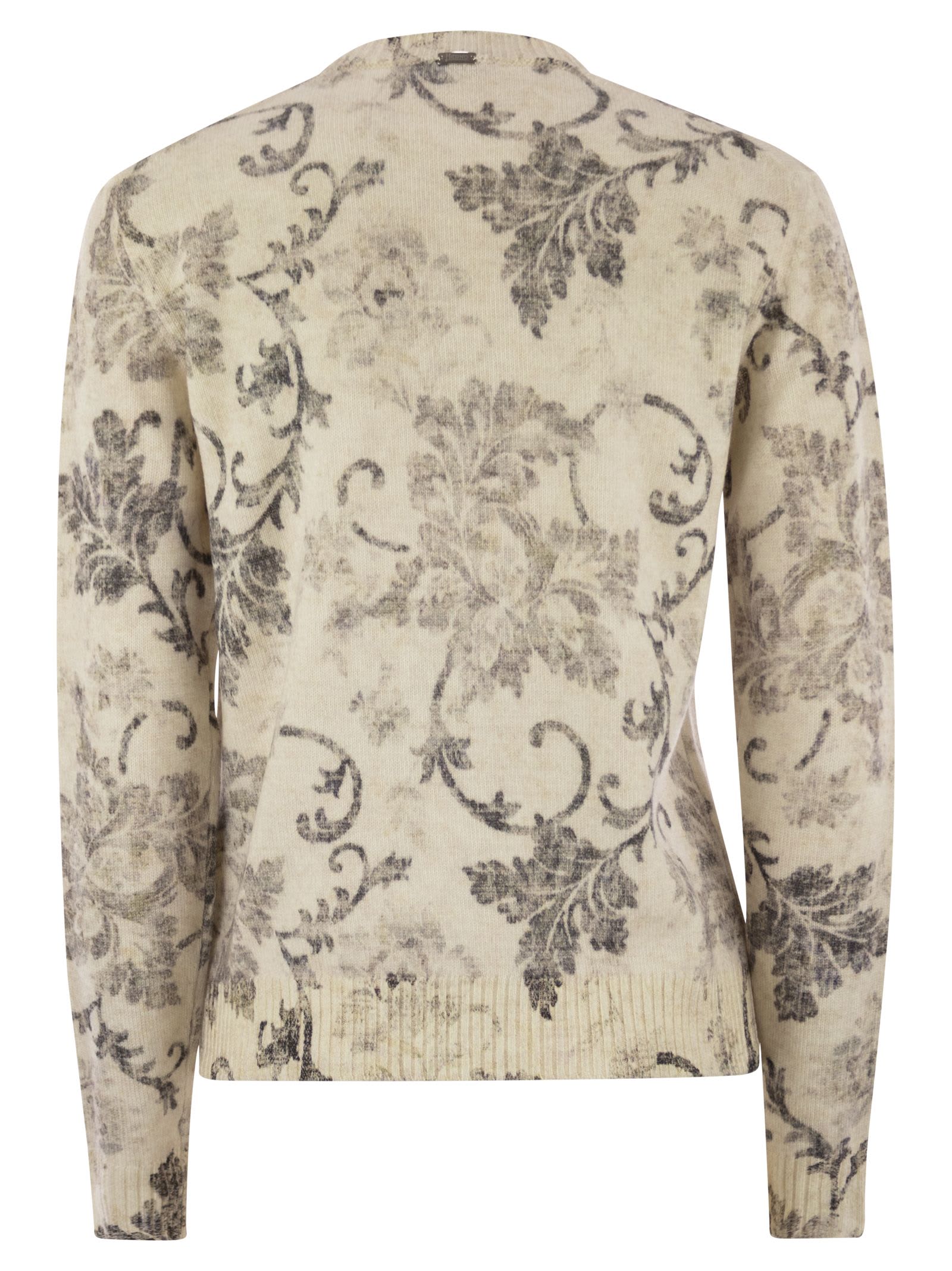 Herno Wool Jumper With Floral Pattern In Multi