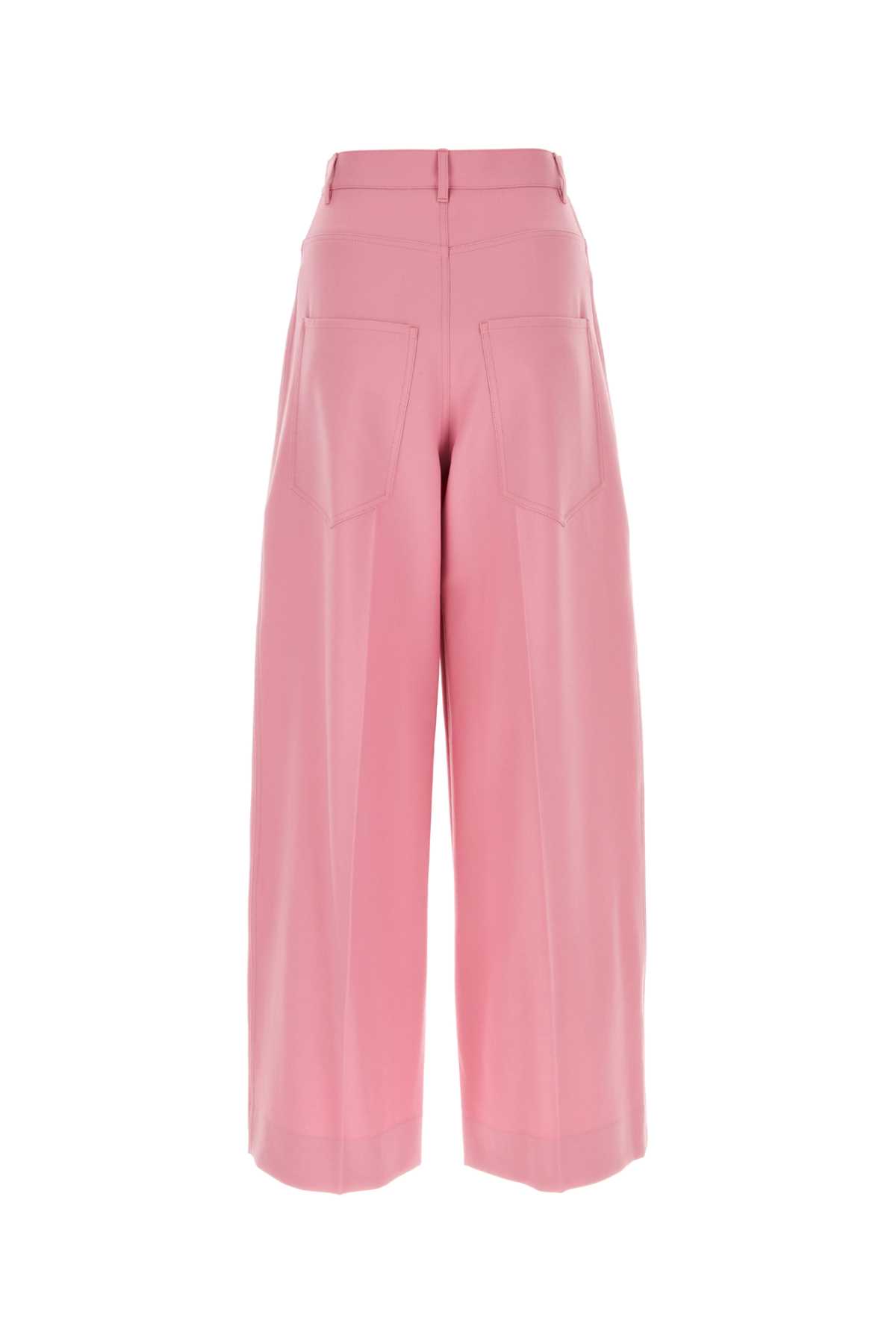 Shop Gucci Pink Wool Wide-leg Pant In Dreamcandy