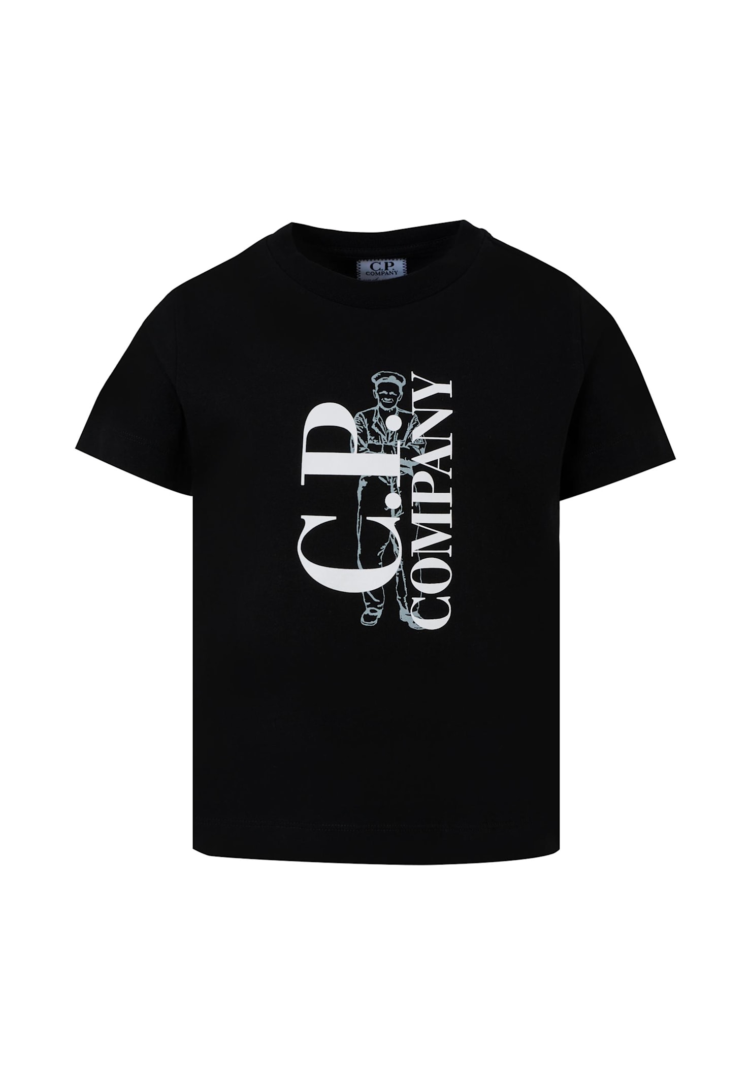 C.p. Company Undersixteen Black T-shirt For Boy With Logo In Black