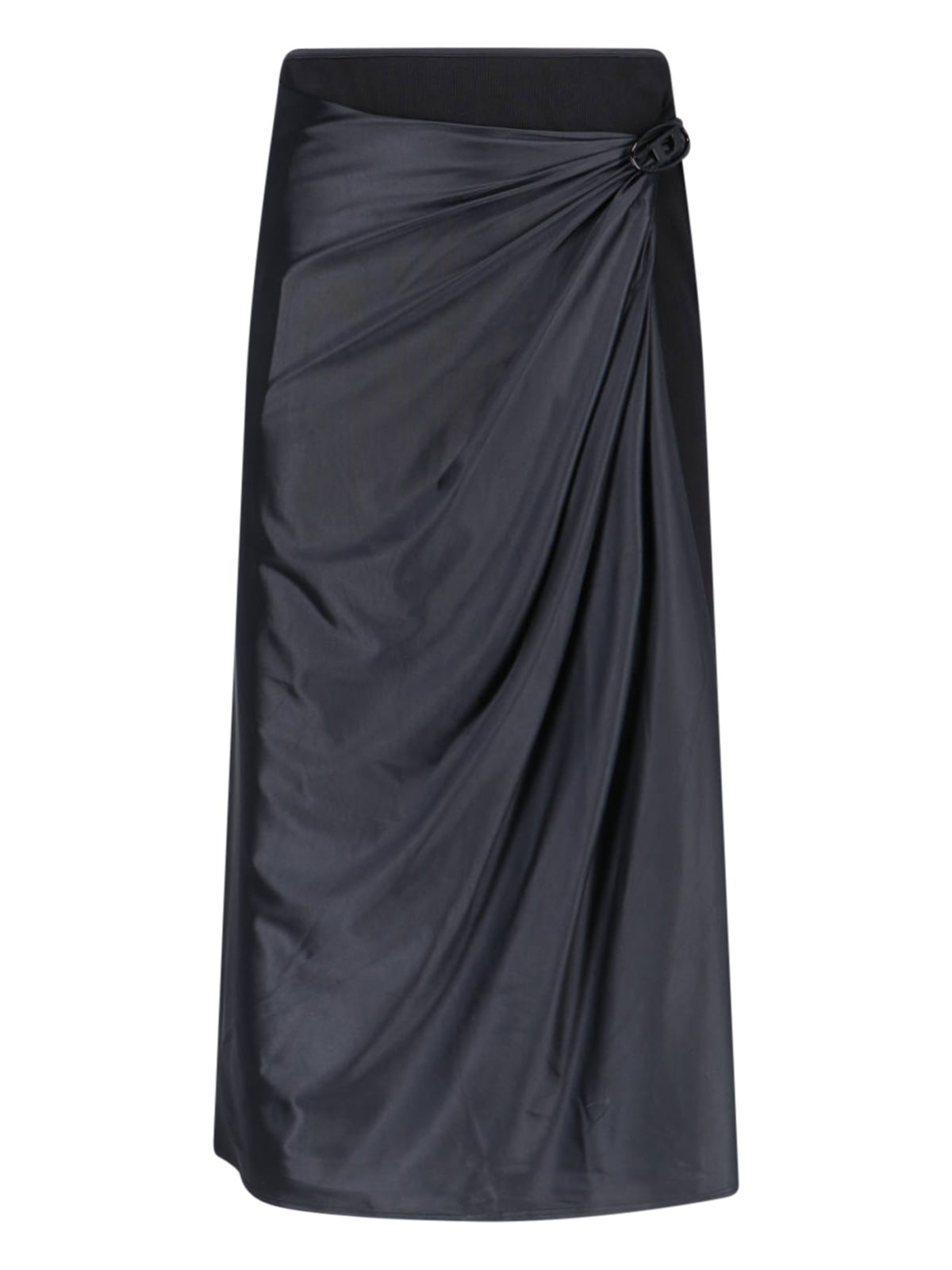 Diesel Draped Midi Skirt With Chintz Finish In Deep/black