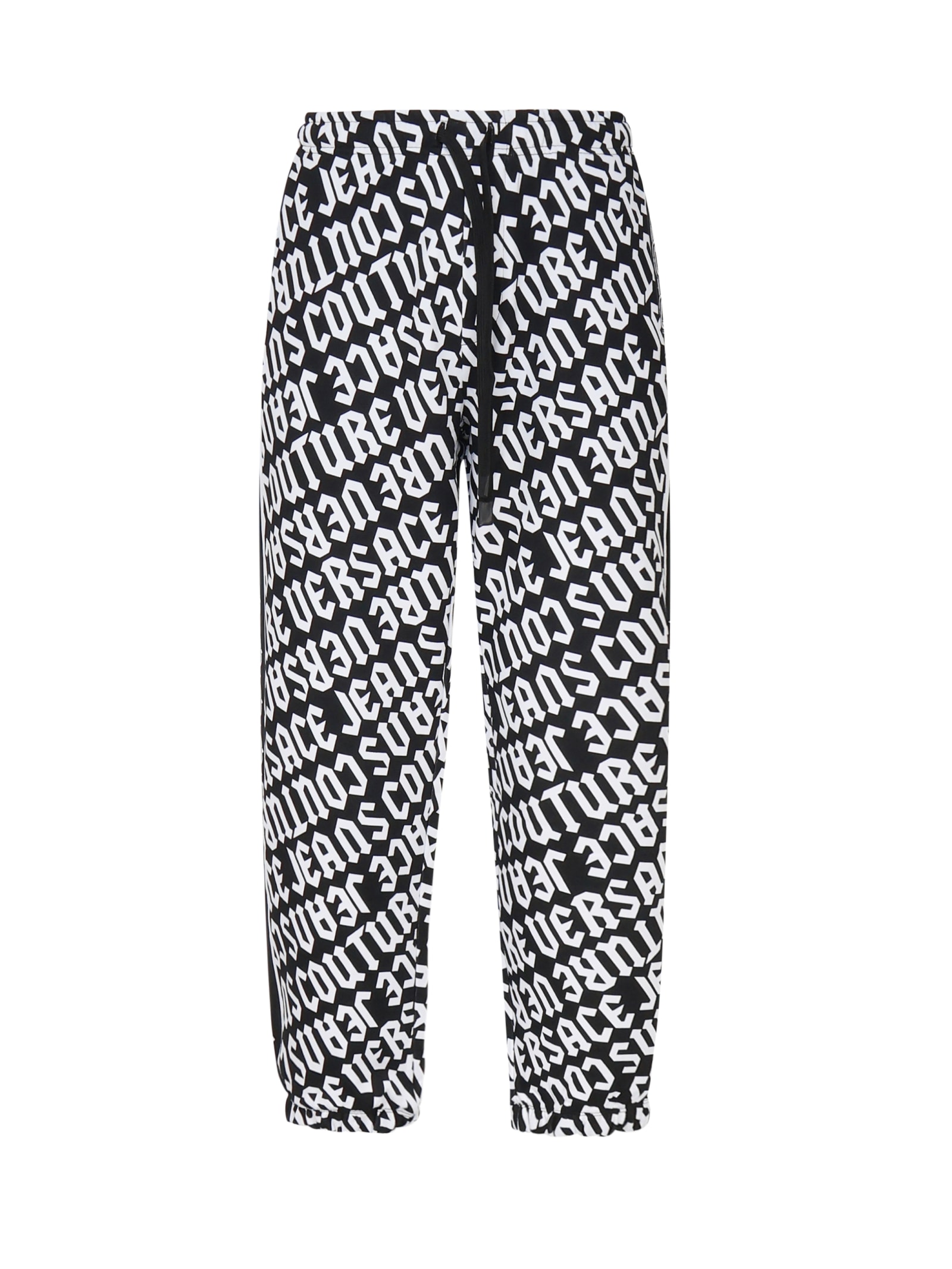 Shop Versace Jeans Couture Logo Allover Pants In Black