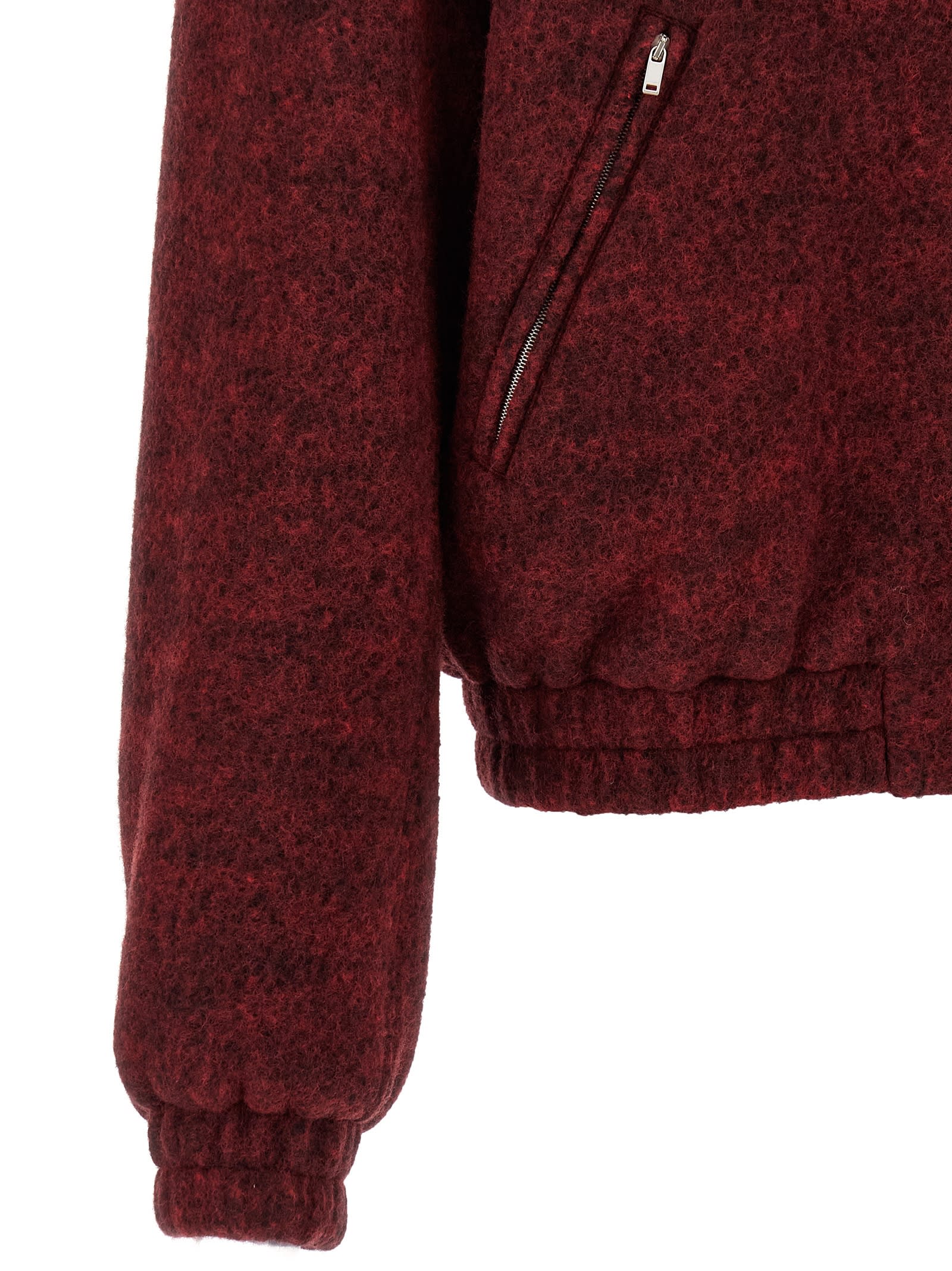 Jil Sander Mlange Wool Bomber Jacket In Burgundy