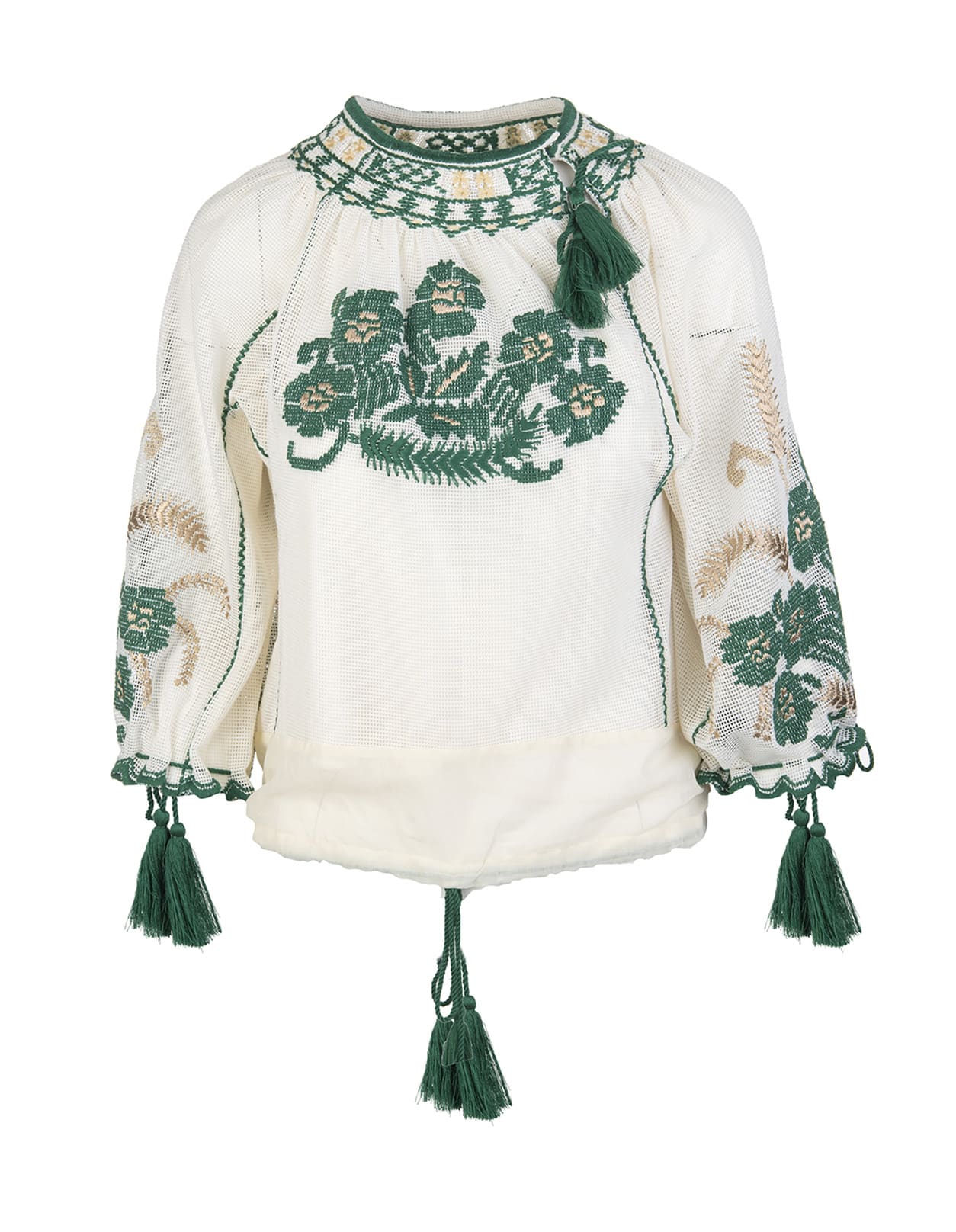 RED Valentino Invo And Green Blouse With Floral Pattern