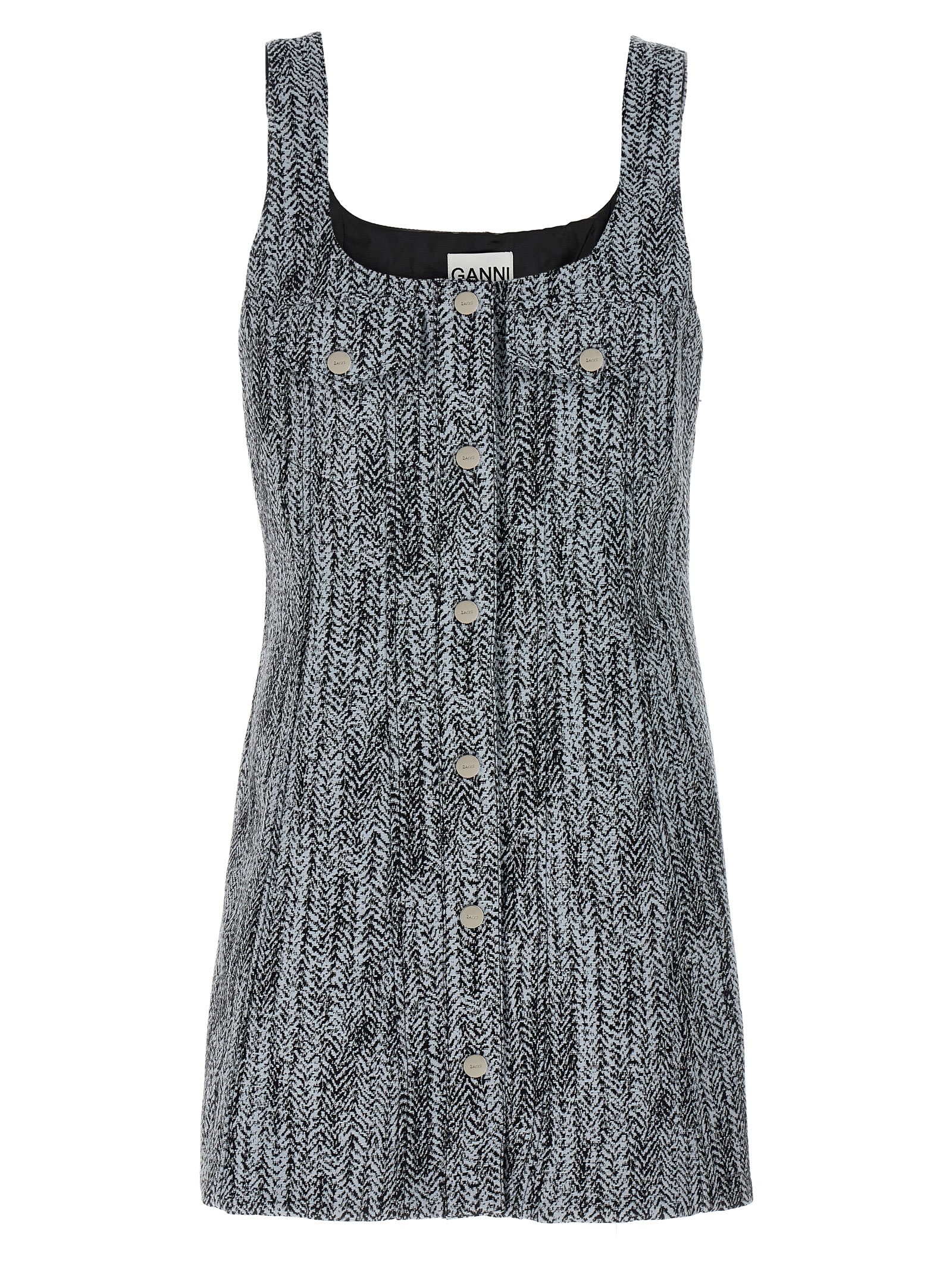 Ganni Women Tweed Dress In Blue