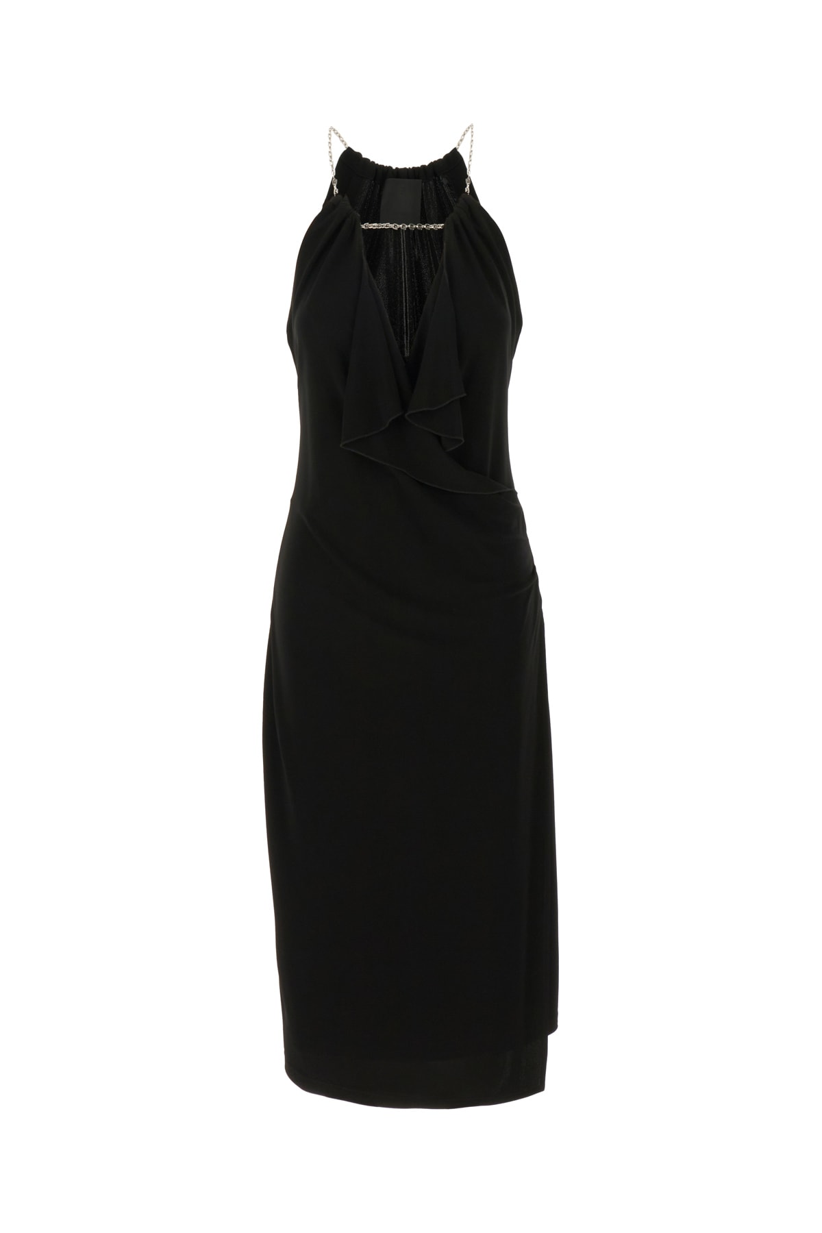 Givenchy Viscose Dress With Embellished Neckline And Draped Detailing In 001