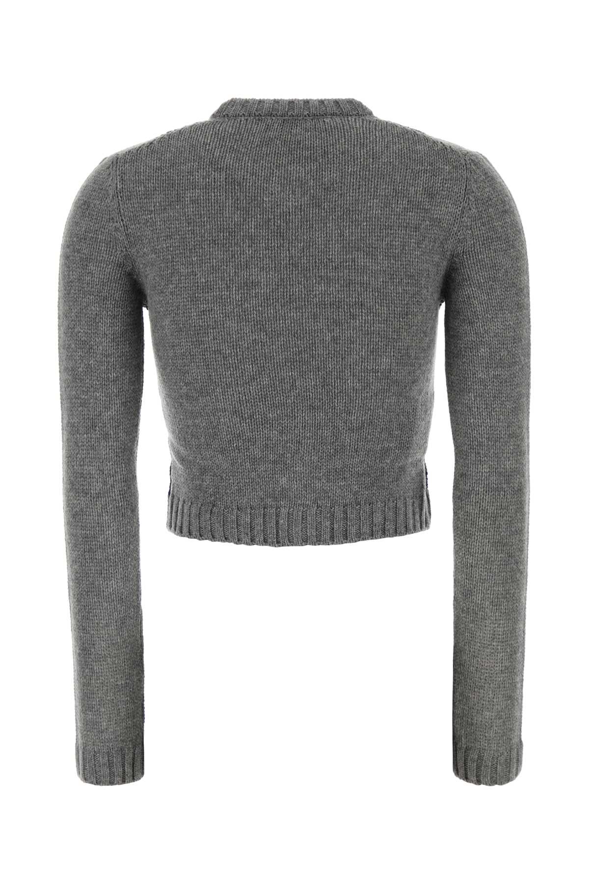 Prada Grey Cashmere Cardigan In Gray
