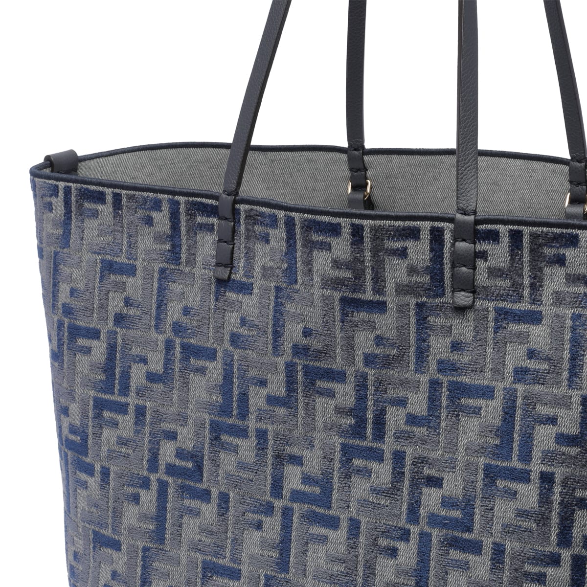 Shop Fendi Ff Roll Shopping Bag Large In Pqk Blu Grigio