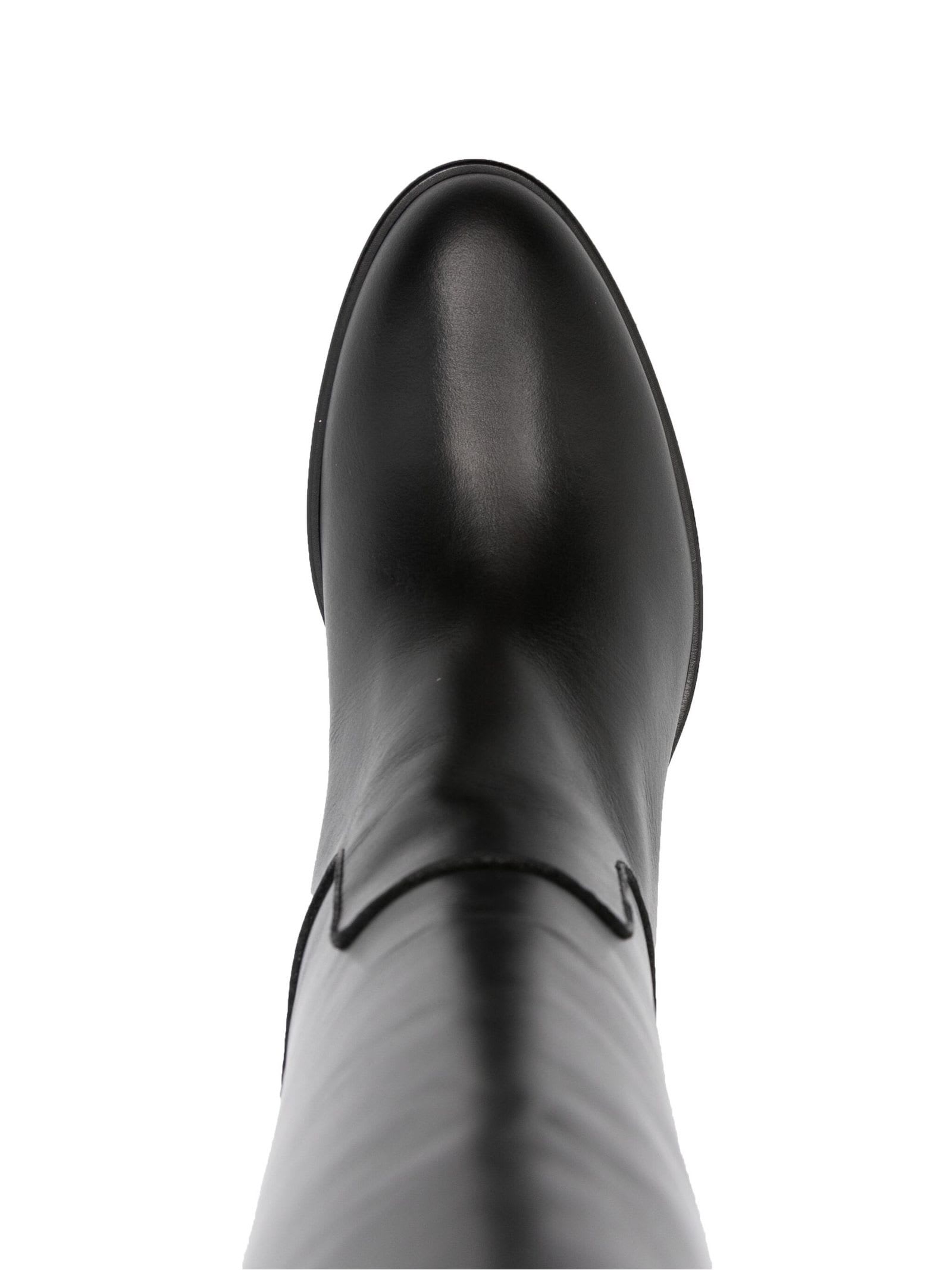 VIA ROMA 15 BLACK CALF LEATHER KNEE-LENGTH BOOTS 