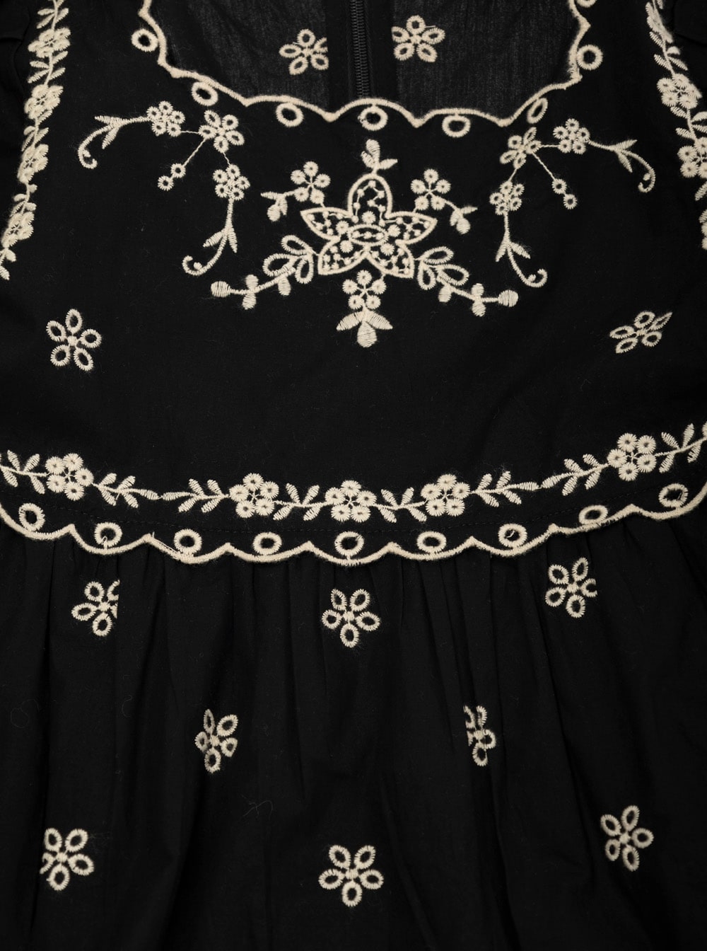 Shop Sea New York Kingsley Black Dress With All-over Embroidery In Cotton Girls