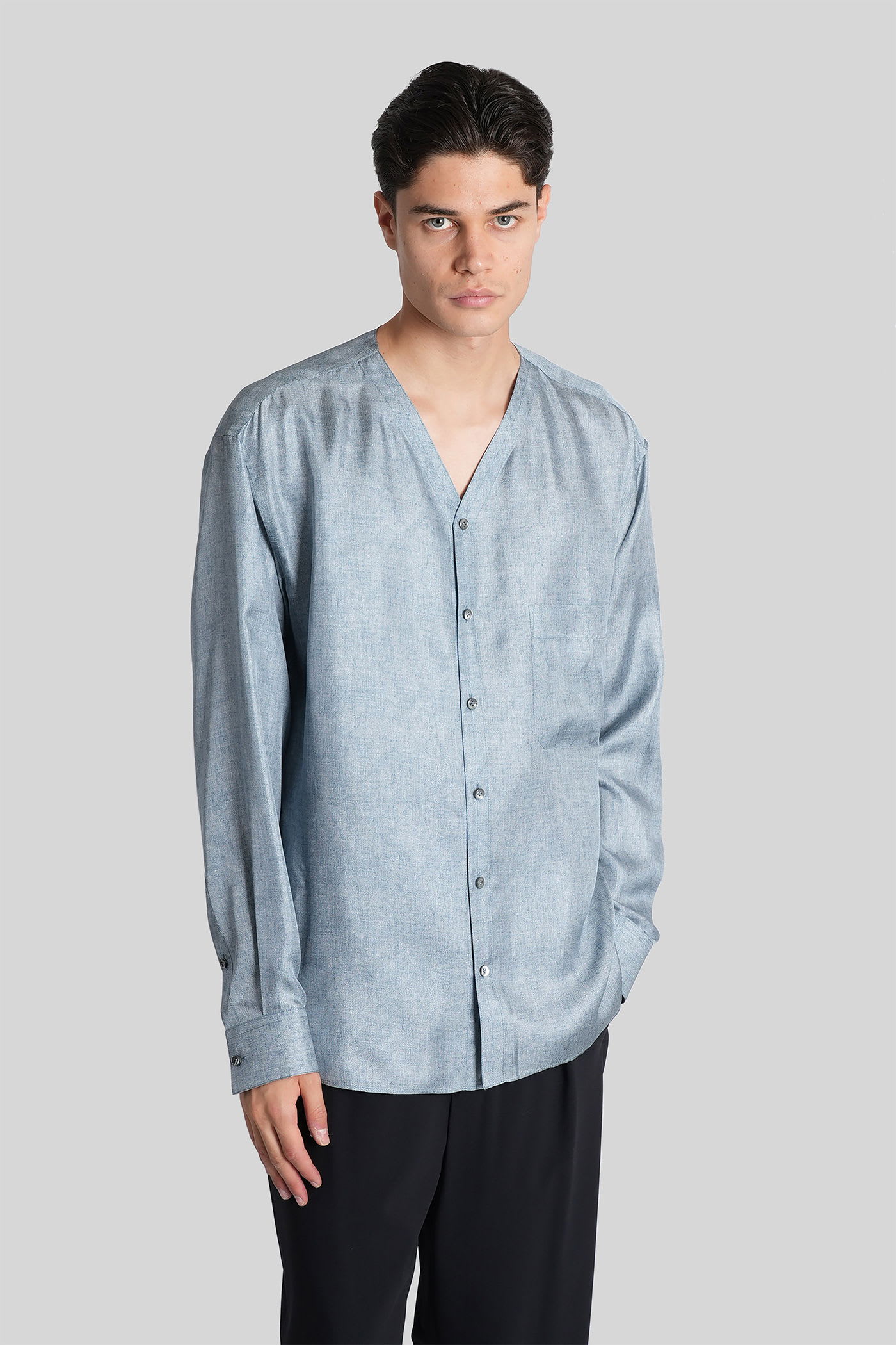 Shirt In Blue Silk