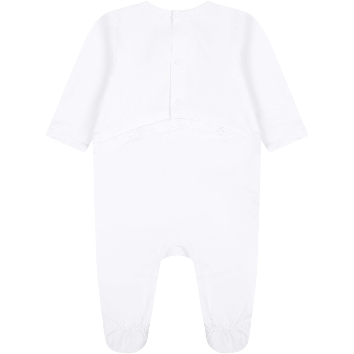 Shop Kenzo Multicolor Babygrows Set For Baby Boy With Logo In Bianco